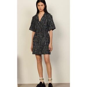 Sandro Black and White Tweed Mini Dress